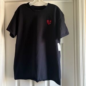 Men's PacSun Riot Society Black Tee with Red Heart Design
